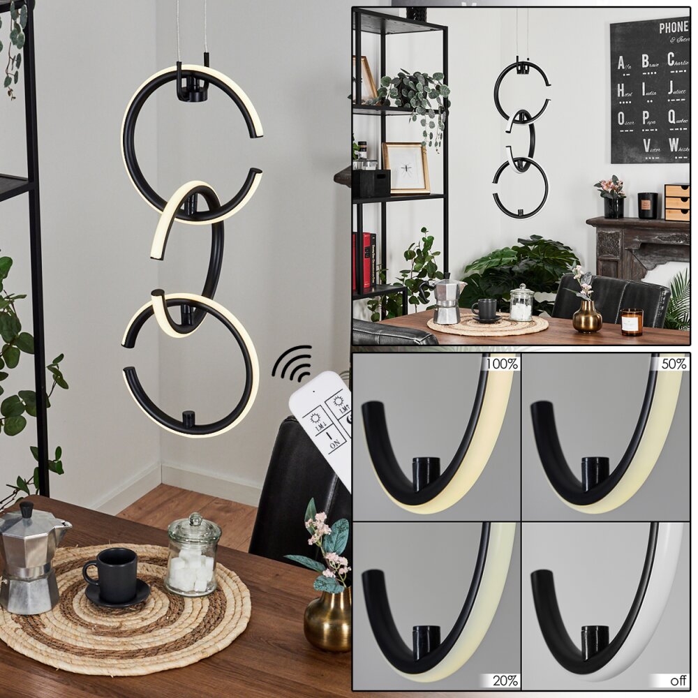 Chlak Lampa Wisząca LED Czarny, 3-punktowe, Zdalne sterowanie main product photo