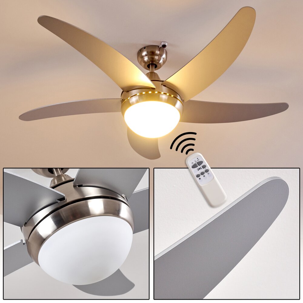 Lampy sufitowe z wentylatorem Morino Nikiel matowy, Srebrny, 2-punktowe, Zdalne sterowanie main product photo