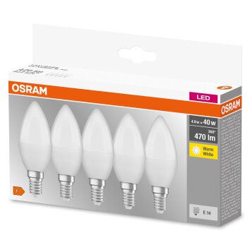 OSRAM CLASSIC B Zestaw 5 lamp LED E14 4,9 W 2700 kelwin 470 lumenówów