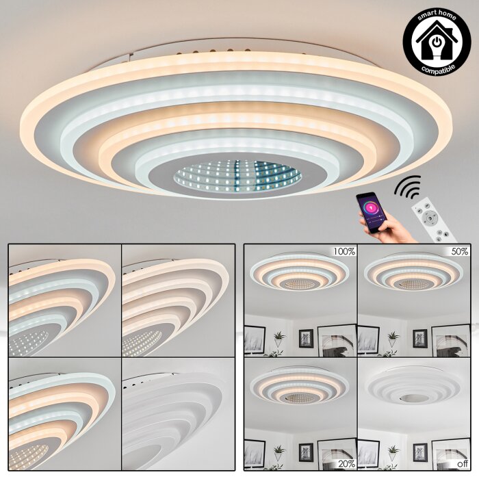 Takok Lampa Sufitowa LED Biały, 1-punktowy, Zdalne sterowanie