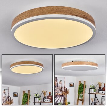 Salmi Lampa Sufitowa LED Brązowy, Wygląd drewna, Biały, 1-punktowy
