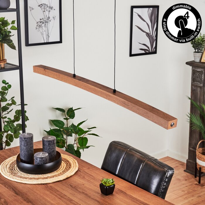 Salmi Lampa Wisząca LED Brązowy, Wygląd drewna, Czarny, 1-punktowy