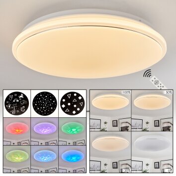 Sdok Lampa Sufitowa LED Biały, 1-punktowy, Zdalne sterowanie, Zmieniacz kolorów