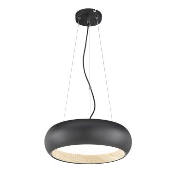 SCHÖNER WOHNEN-Kollektion Wood Lampa Wisząca LED Wygląd drewna, Czarny, 1-punktowy