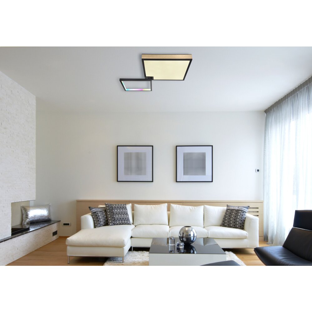 Globo JACKY Lampa Sufitowa LED Wygląd drewna, Czarny, 2-punktowe, Zdalne sterowanie, Zmieniacz kolorów main product photo