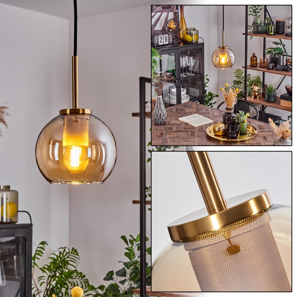 Koyoto Lampa Wisząca Szkło 15 cm Złoty, Czarny, 1-punktowy main product photo