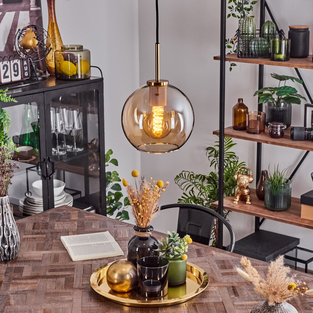 Koyoto Lampa Wisząca Szkło 20 cm Złoty, Czarny, 1-punktowy main product photo