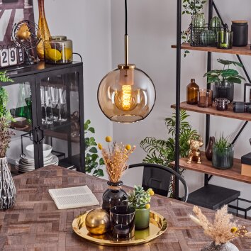 Koyoto Lampa Wisząca Szkło 20 cm Złoty, Czarny, 1-punktowy