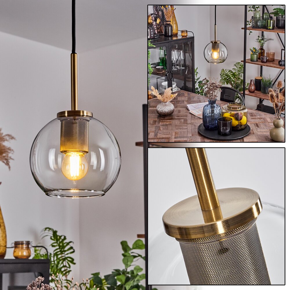 Koyoto Lampa Wisząca Szkło 15 cm Stary mosiądz, 1-punktowy main product photo