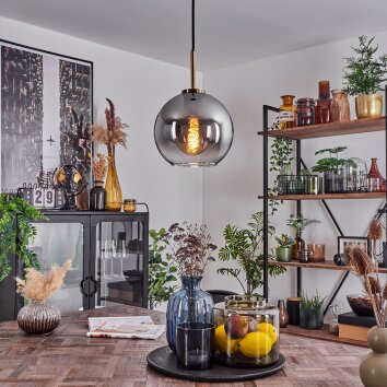 Koyoto Lampa Wisząca Szkło 20 cm stary mosiądz, 1-punktowy