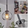 Koyoto Lampa Wisząca Szkło 15 cm Stal nierdzewna, Czarny, 1-punktowy