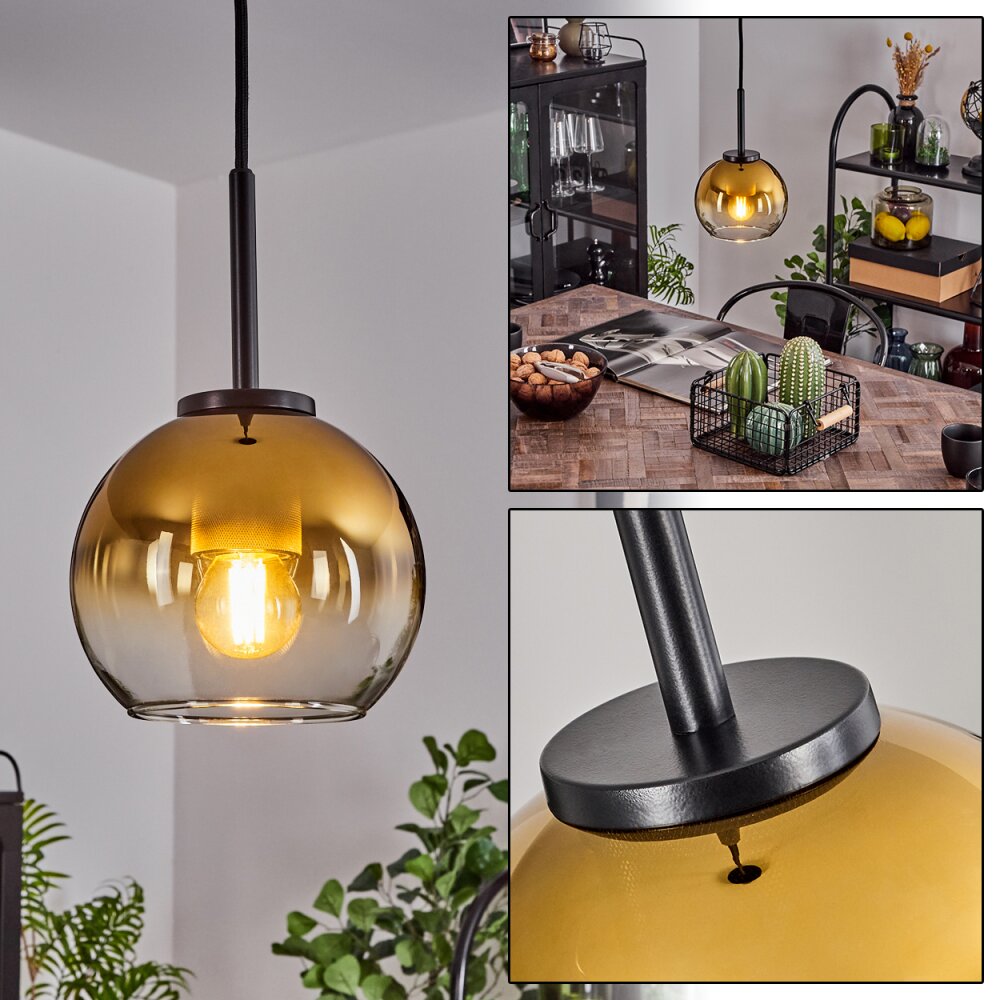 Koyoto Lampa Wisząca Szkło 15 cm Stal nierdzewna, Czarny, 1-punktowy main product photo