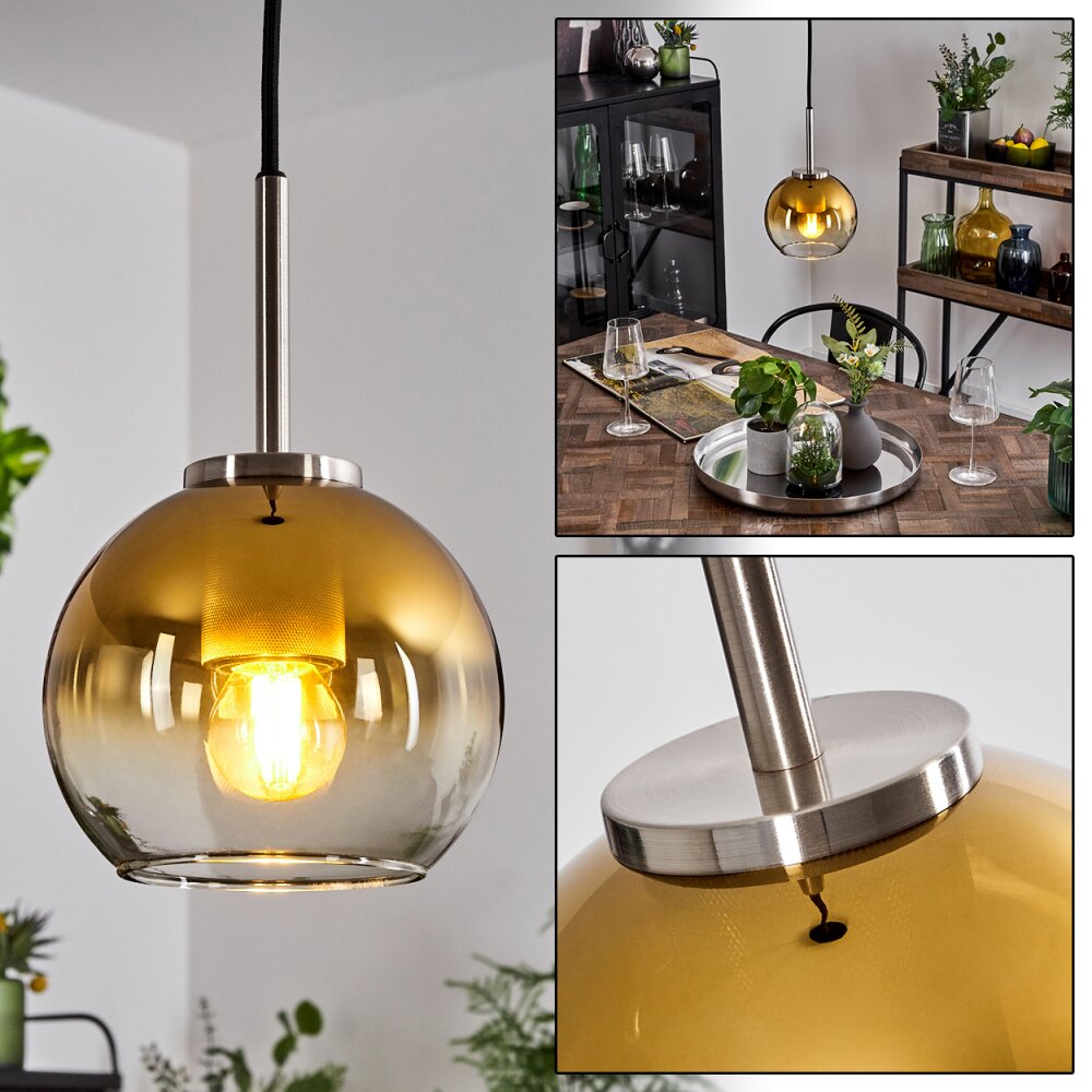 Koyoto Lampa Wisząca Szkło 15 cm Czarny, Srebrny, 1-punktowy main product photo
