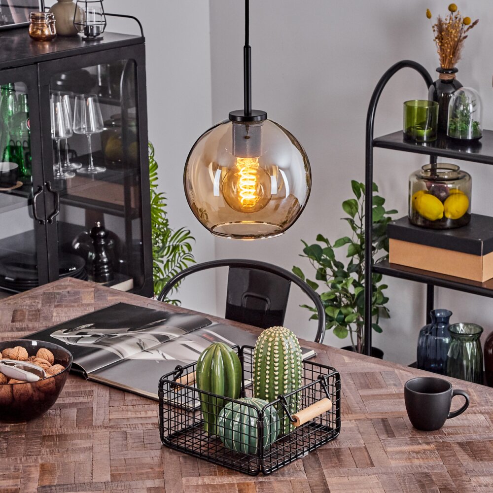 Koyoto Lampa Wisząca Szkło 20 cm Stal nierdzewna, Czarny, 1-punktowy main product photo