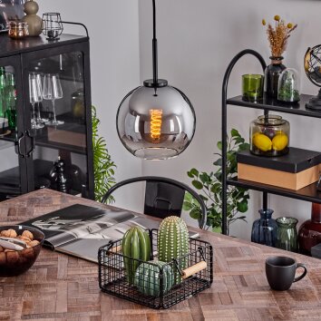 Koyoto Lampa Wisząca Szkło 20 cm Stal nierdzewna, Czarny, 1-punktowy Koyoto Lampa Wisząca Szkło 20 cm Stal nierdzewna, Czarny, 1-punktowy