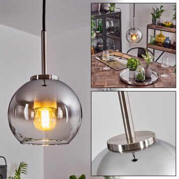 Koyoto Lampa Wisząca Szkło 15 cm czarny, srebrny, 1-punktowy