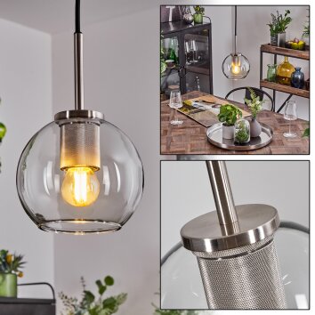 Koyoto Lampa Wisząca Szkło 15 cm Czarny, Srebrny, 1-punktowy