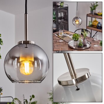 Koyoto Lampa Wisząca Szkło 15 cm Czarny, Srebrny, 1-punktowy