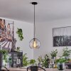 Koyoto Lampa Wisząca Szkło 25 cm Czarny, Srebrny, 1-punktowy