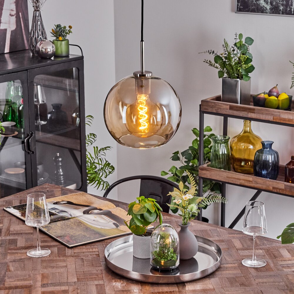 Koyoto Lampa Wisząca Szkło 25 cm Czarny, Srebrny, 1-punktowy main product photo
