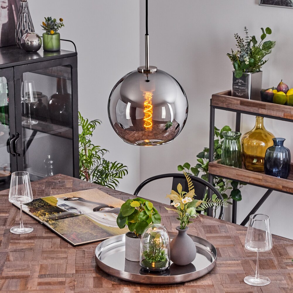 Koyoto Lampa Wisząca Szkło 25 cm Czarny, Srebrny, 1-punktowy main product photo