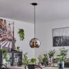 Koyoto Lampa Wisząca Szkło 25 cm Czarny, Srebrny, 1-punktowy