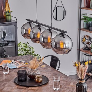 Koyoto Lampa Wisząca Szkło 20 cm Chrom, Przydymiony, 4-punktowe