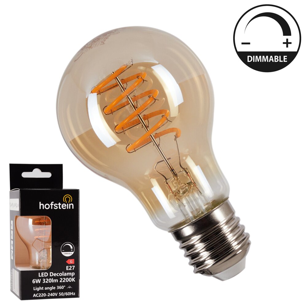 E27 LED 6 wat 2200 kelwin 320 lumenów W kolorze bursztynu, 1-punktowy main product photo