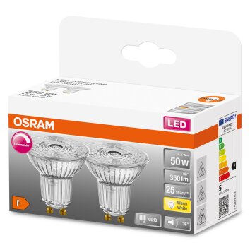 OSRAM SUPERSTAR Zestaw 2 lamp LED GU10 4,5 W 2700 kelwin 350 lumenówów