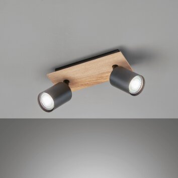 Fischer & Honsel Holton Lampa Sufitowa LED Wygląd drewna, Czarny, 2-punktowe