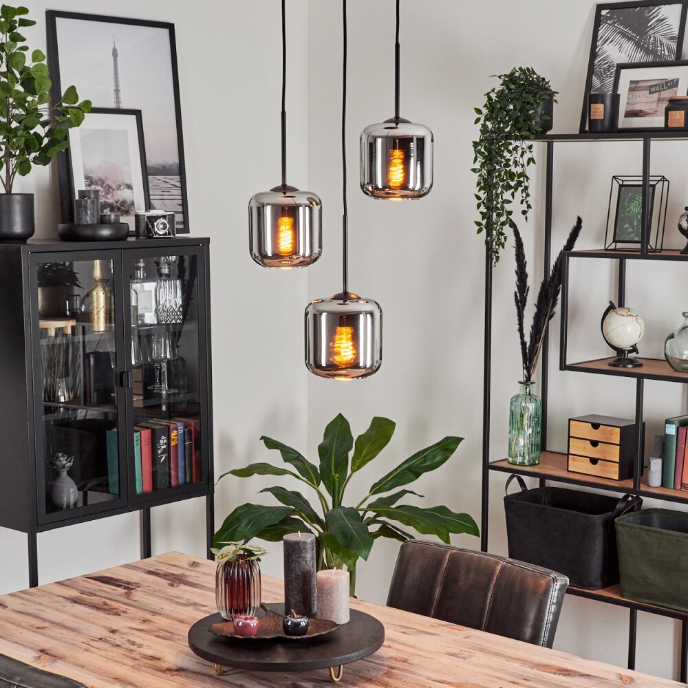 Lauden Lampa Wisząca Szkło 15 cm Chrom, Przydymiony, 3-punktowe main product photo