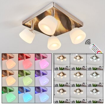 Newborn Lampa Sufitowa LED Ciemnobrązowy, Nikiel matowy, 4-punktowe, Zdalne sterowanie, Zmieniacz kolorów