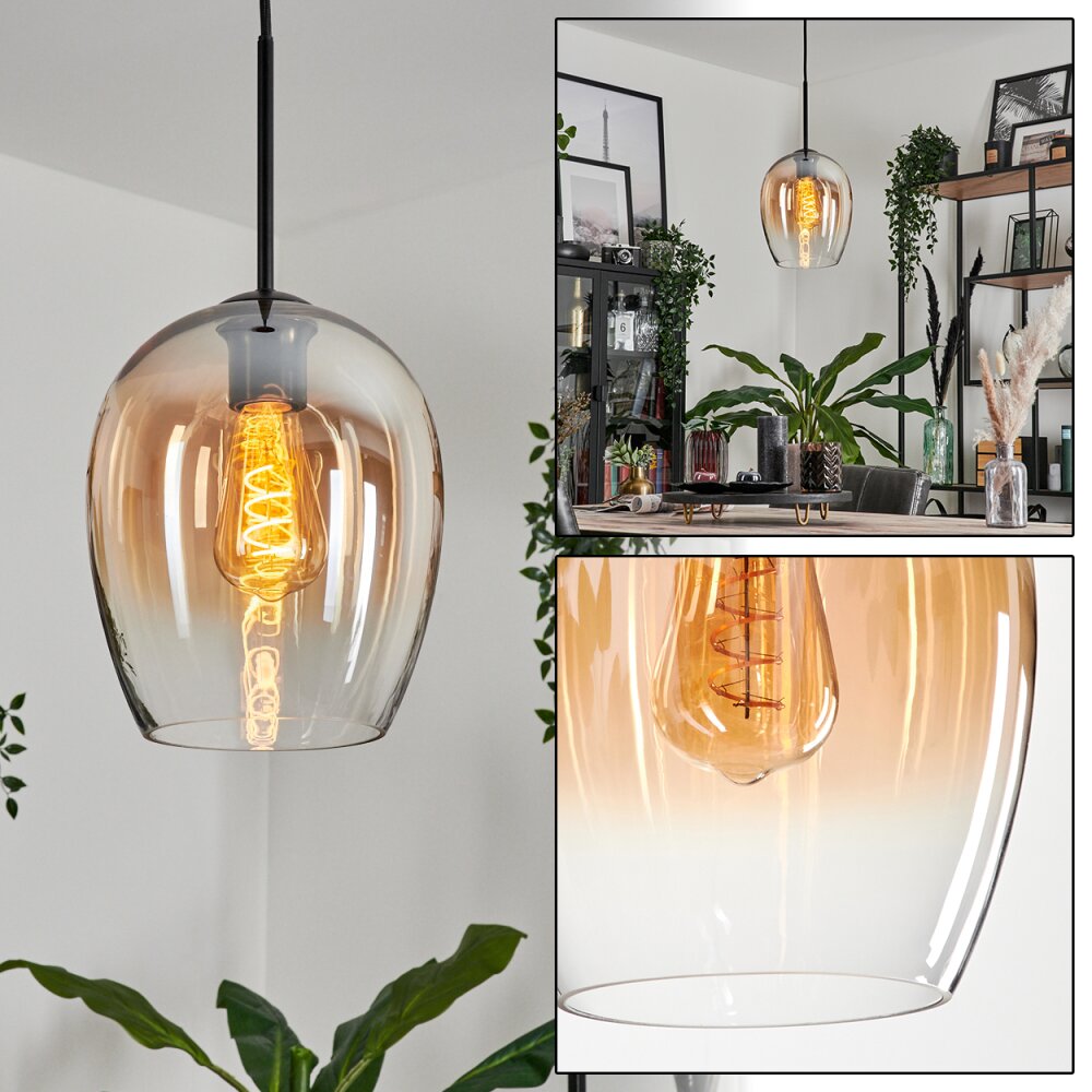 Vevino Lampa Wisząca Szkło 20cm Czarny, 1-punktowy main product photo