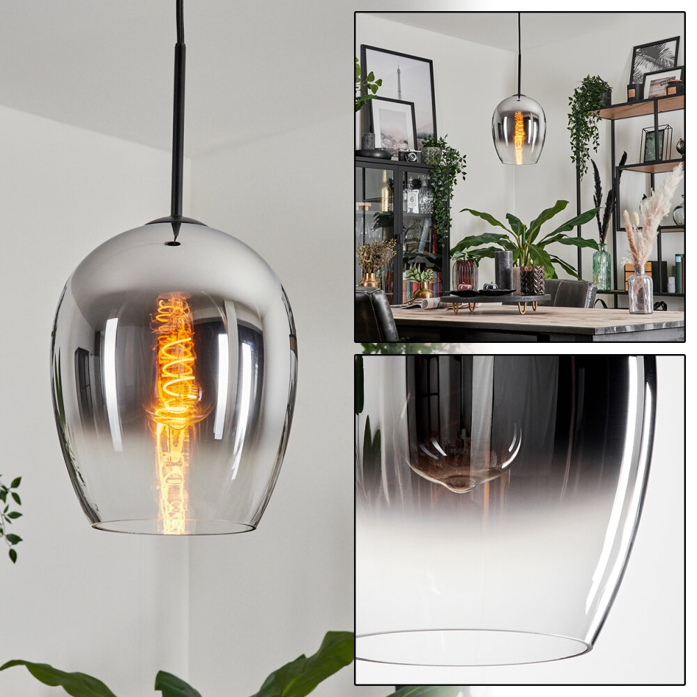 Vevino Lampa Wisząca Szkło 20cm Chrom, Przezroczysty, Przydymiony, 1-punktowy main product photo