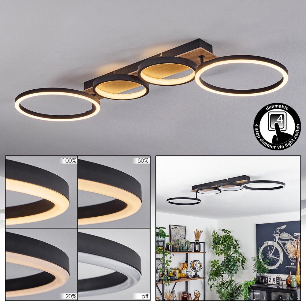 Avelal Lampa Sufitowa LED Brązowy, Wygląd drewna, Czarny, 1-punktowy main product photo