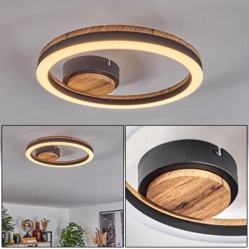 Cascada Lampa Sufitowa LED Brązowy, Wygląd drewna, Czarny, 1-punktowy