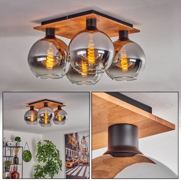 Koyoto Lampa Sufitowa - Szkło kolory naturalne, czarny, 4-punktowe