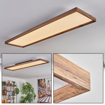 Longvic Lampa Sufitowa LED Wygląd drewna, Czarny, 1-punktowy