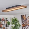 Longvic Lampa Sufitowa LED Brązowy, Wygląd drewna, Czarny, 1-punktowy, Zdalne sterowanie