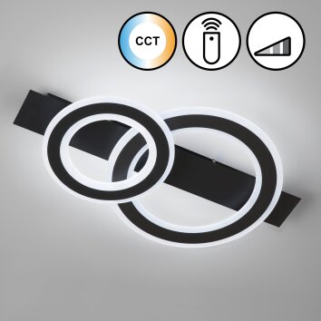 Fischer & Honsel Circle Lampa Sufitowa LED Czarny, 1-punktowy, Zdalne sterowanie