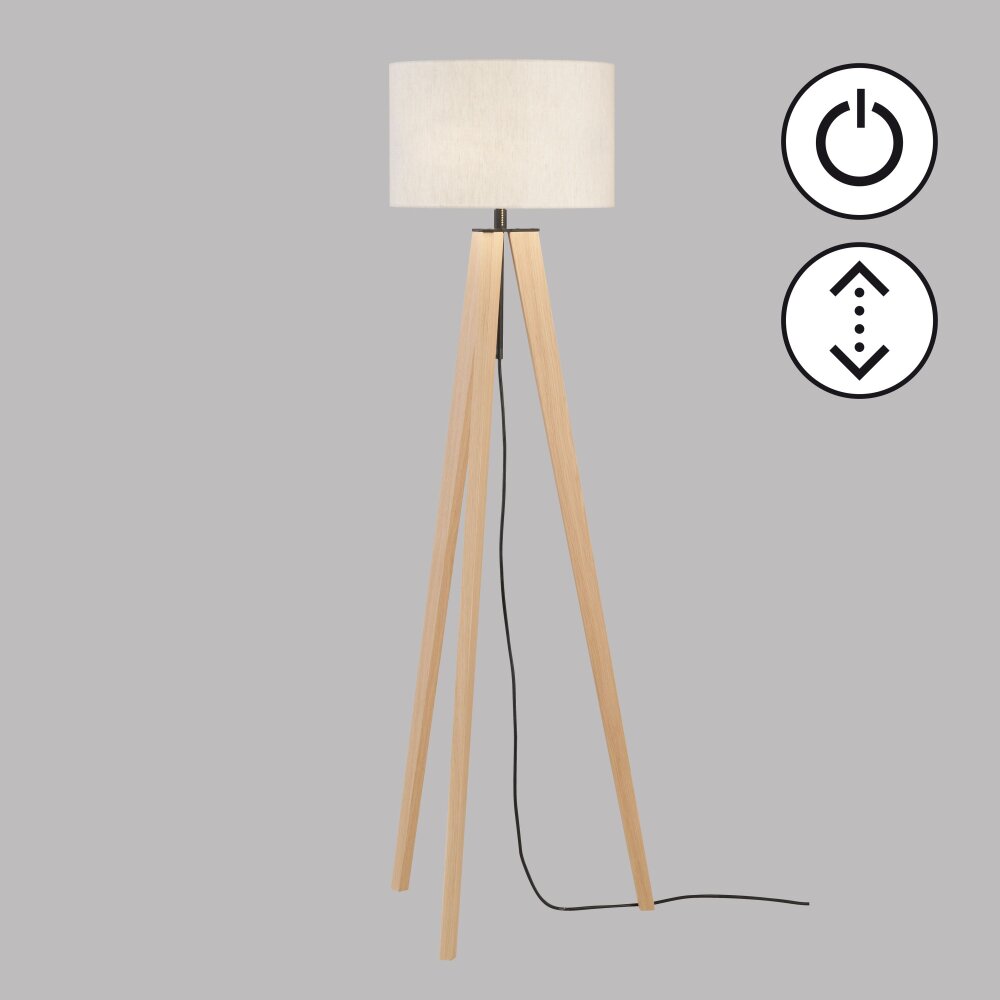Fischer & Honsel SHINE-WOOD Lampa Stojąca Ecru, Czarny, 3-punktowe main product photo