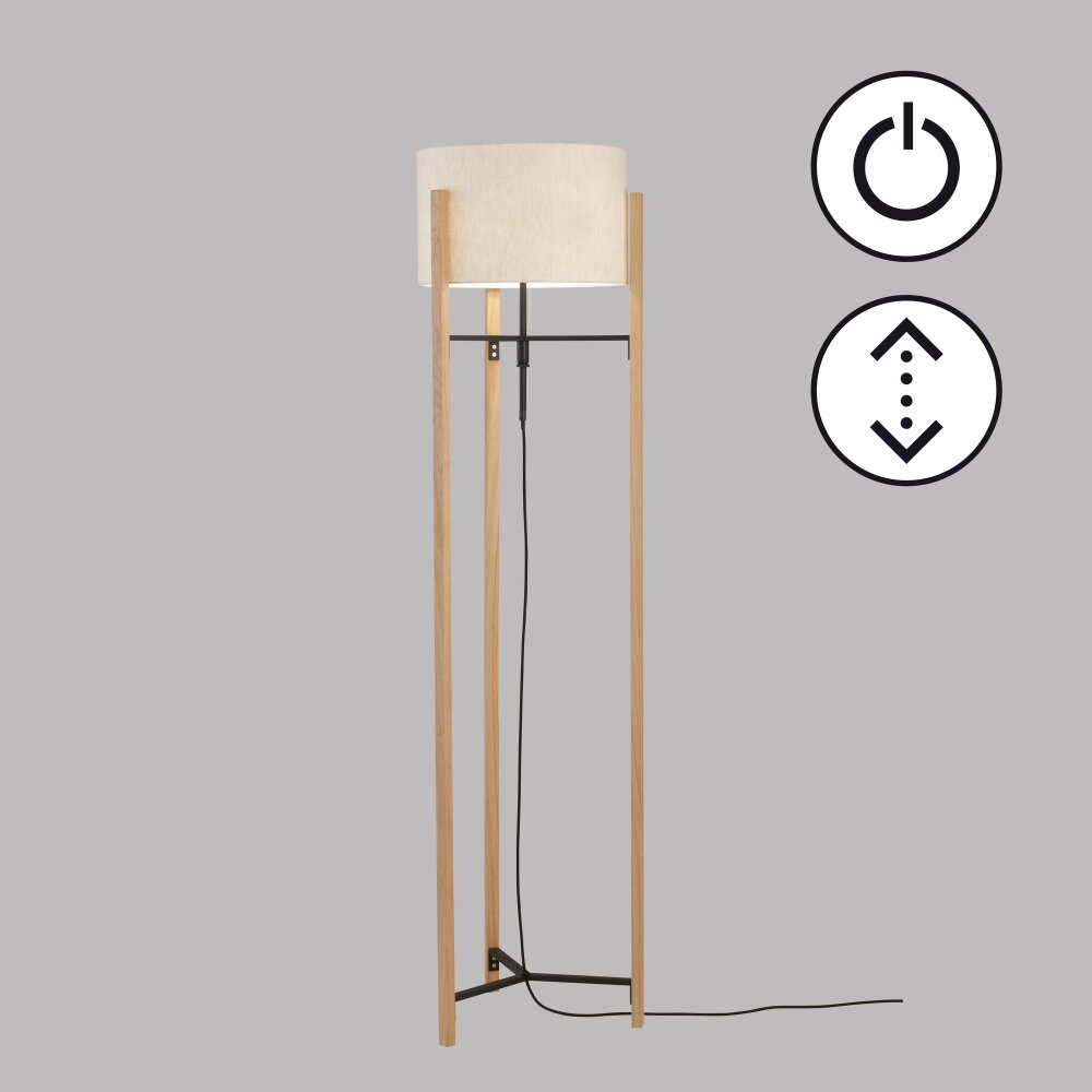 Fischer & Honsel SHINE-WOOD Lampa Stojąca Ecru, Czarny, 3-punktowe main product photo