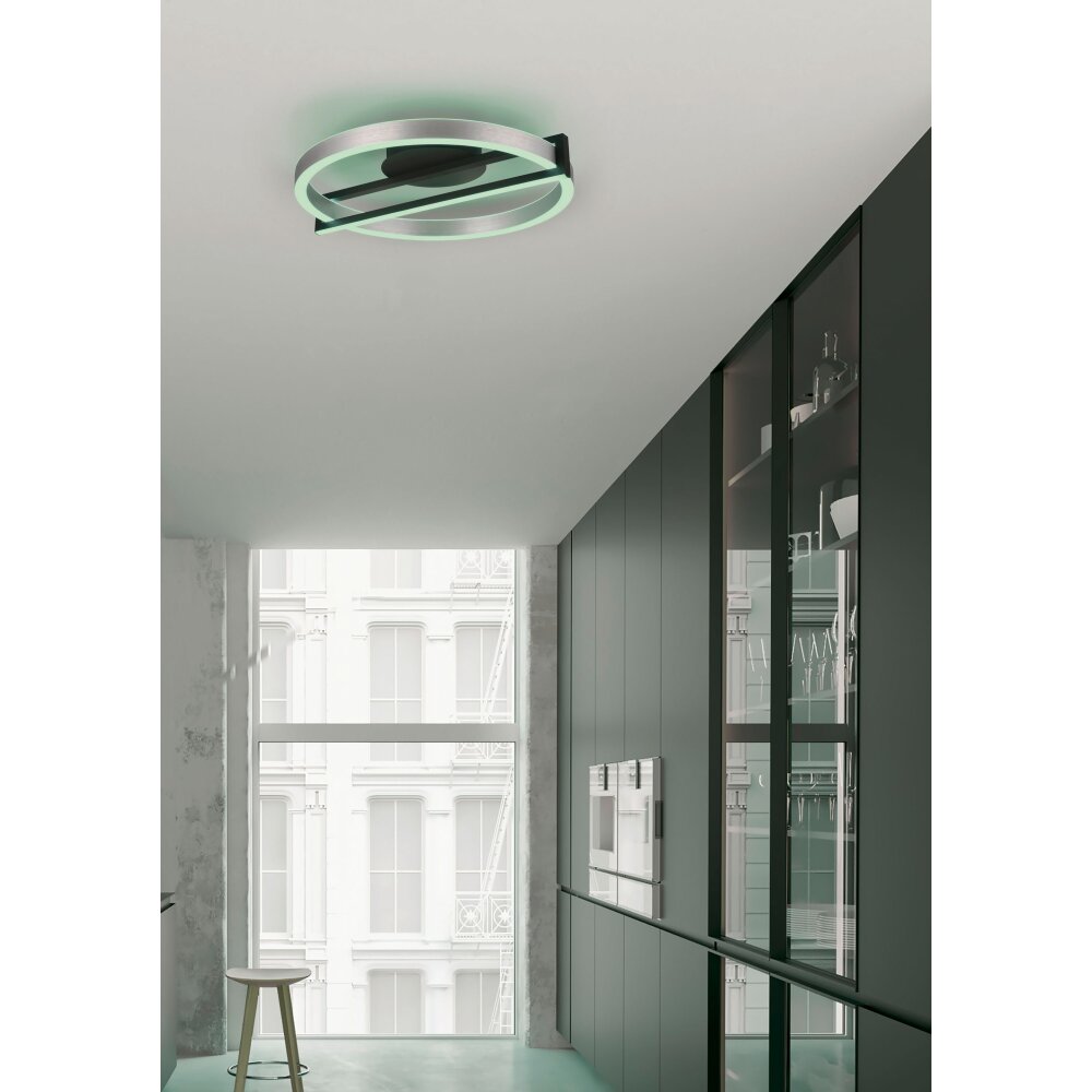Trio Thompson Lampa Sufitowa LED Szczotkowany aluminium, 1-punktowy, Zdalne sterowanie, Zmieniacz kolorów main product photo