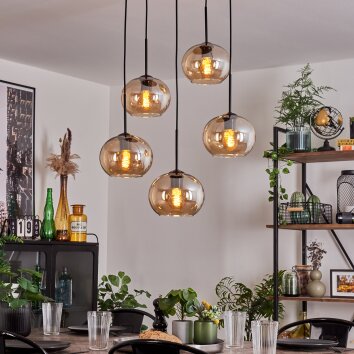 Apedo Lampa Wisząca - Szkło bursztynowy, 5-punktowe