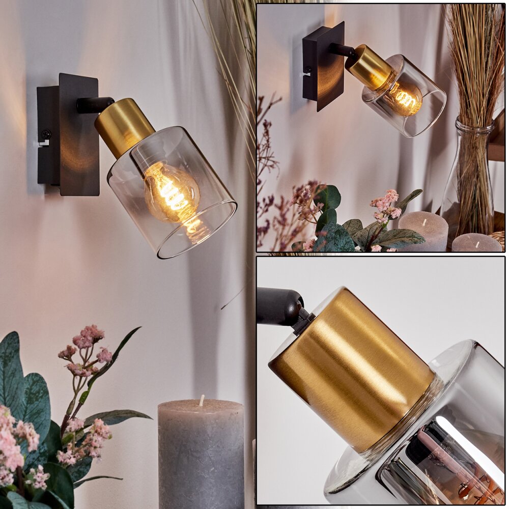 Leteque Lampa ścienna Mosiądz, Czarny, 1-punktowy main product photo