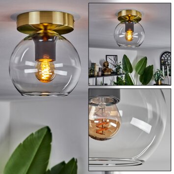 Koyoto Lampa Sufitowa - Szkło Mosiądz, Czarny, 1-punktowy