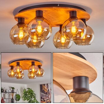 Koyoto Lampa Sufitowa - Szkło kolory naturalne, czarny, 6-punktowe