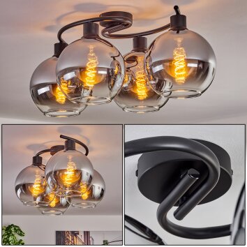 Koyoto Lampa Sufitowa - Szkło chrom, przezroczysty, przydymiony, 4-punktowe