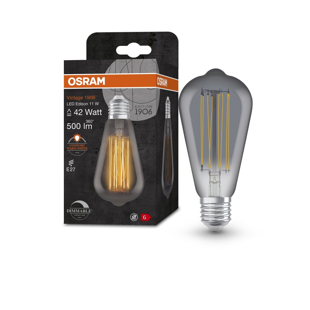 OSRAM Vintage 1906® LED E27 11 W 1800 kelwin 500 lumenówów main product photo