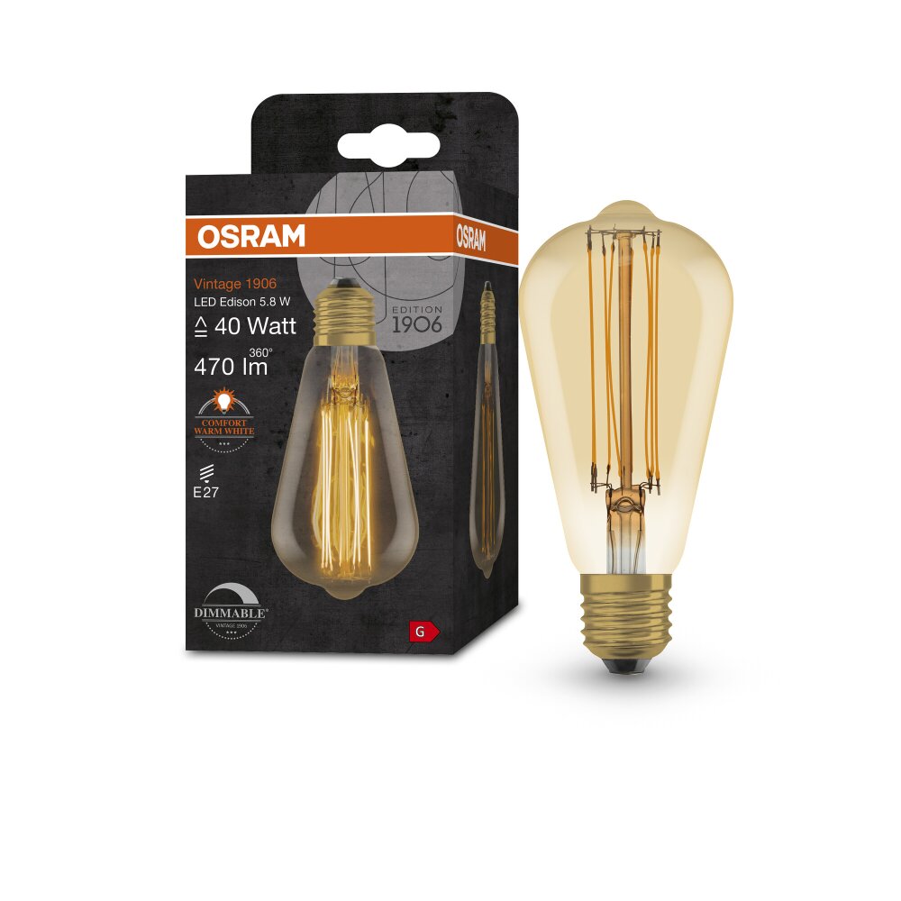 OSRAM Vintage 1906® LED E27 5,8 W 2200 kelwin 470 lumenówów main product photo